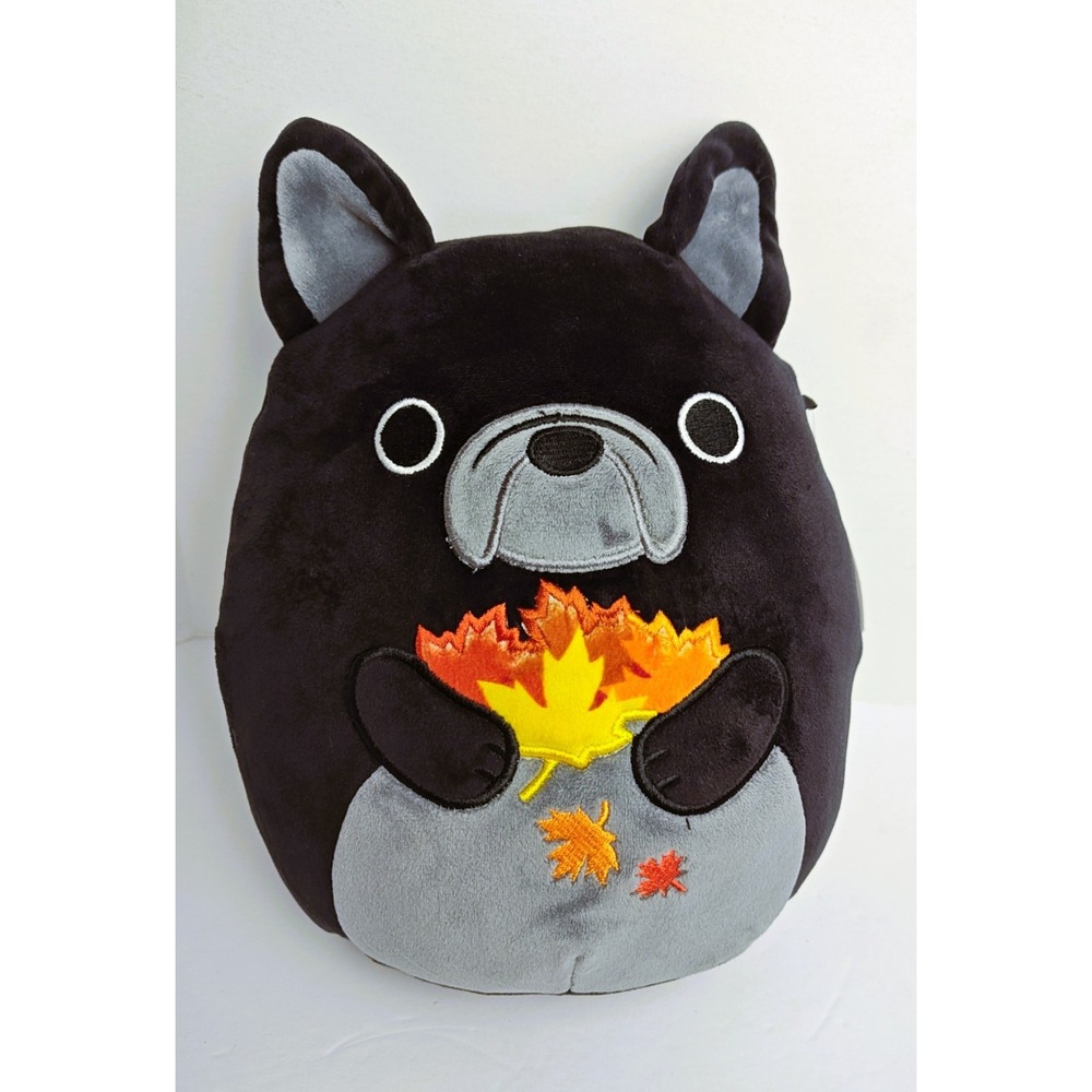 Squishmallows Mateo Black French Bulldog Fall Autumn Leaves 8 Inch Plush w/ Tag